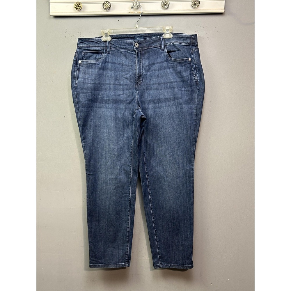 J. Jill Jeans Womens 20 Plus Blue Dark Wash Authentic Fit Slim Ankle Denim